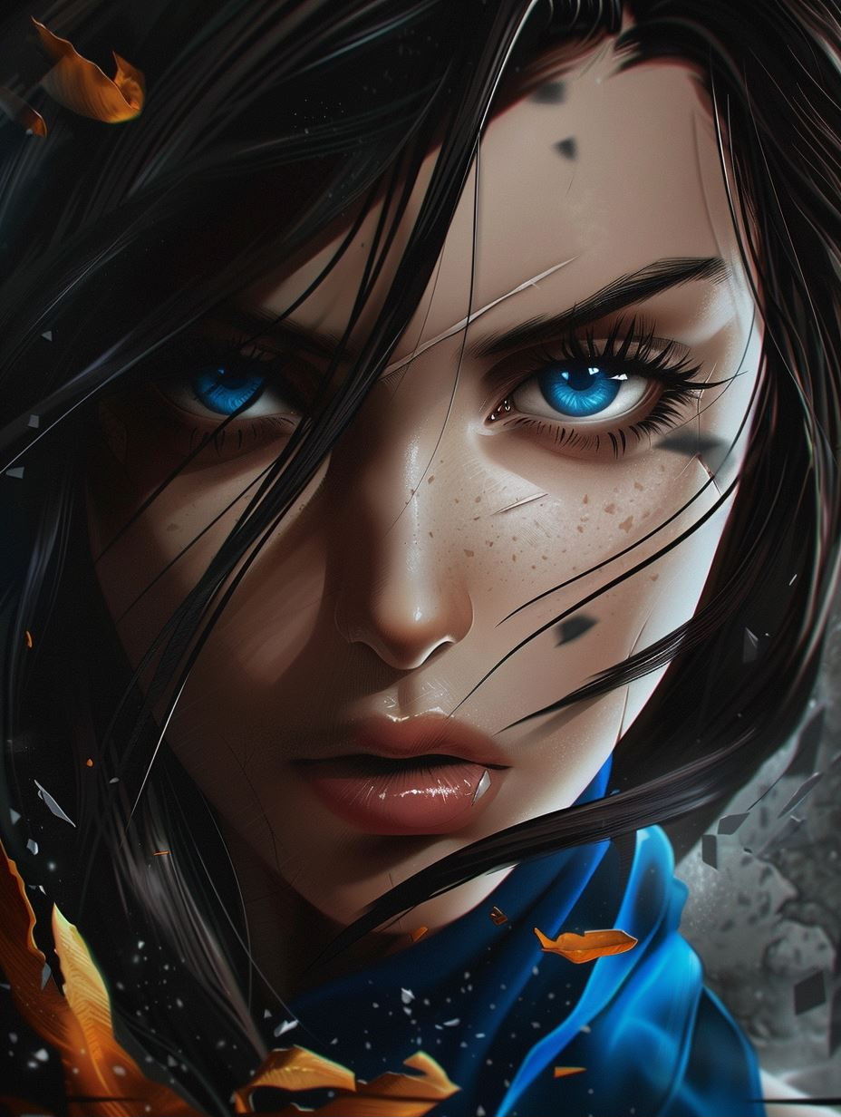 Azure Gaze: Digital Portraits of Intensity - Image 2