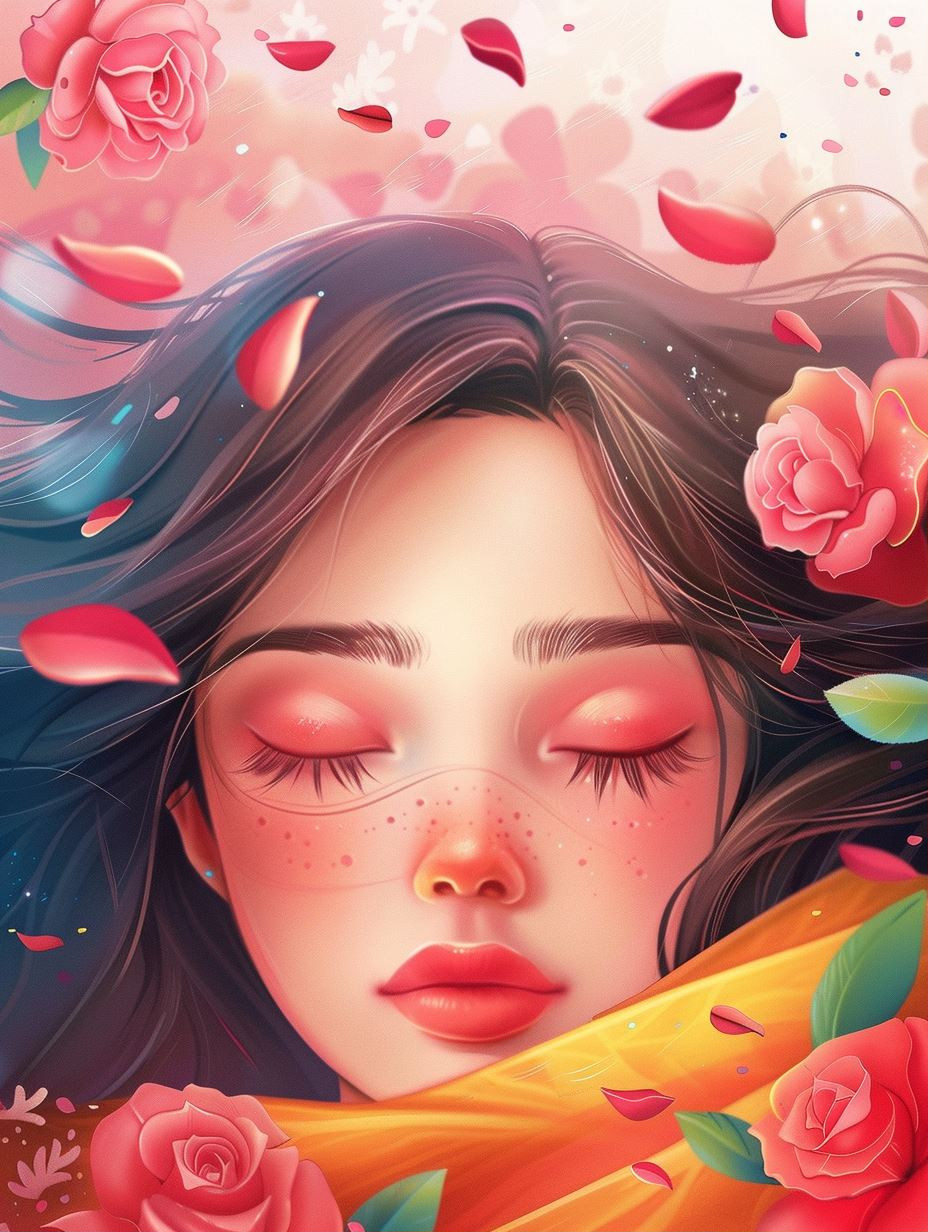 Dreaming Amidst Floating Rose Petals