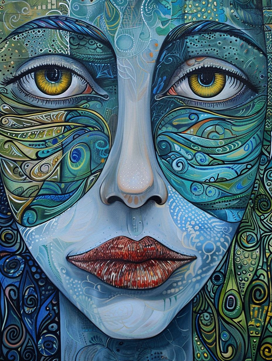 Ethereal Faces of Azure Dreams - Image 1