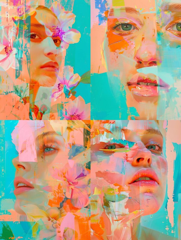 Abstract Pastel Portrait Fragments