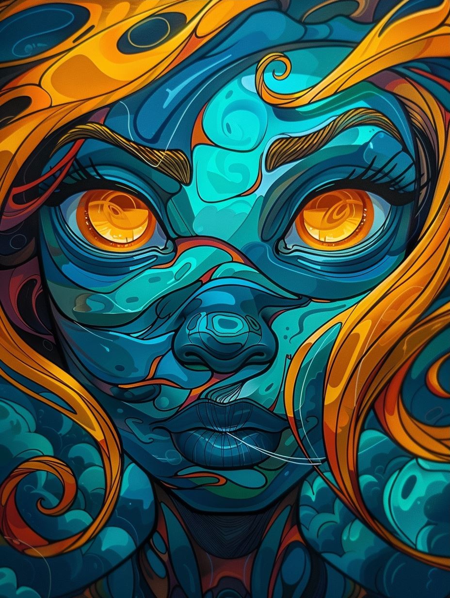 Celestial Azure Mystic Portrait - Image 3