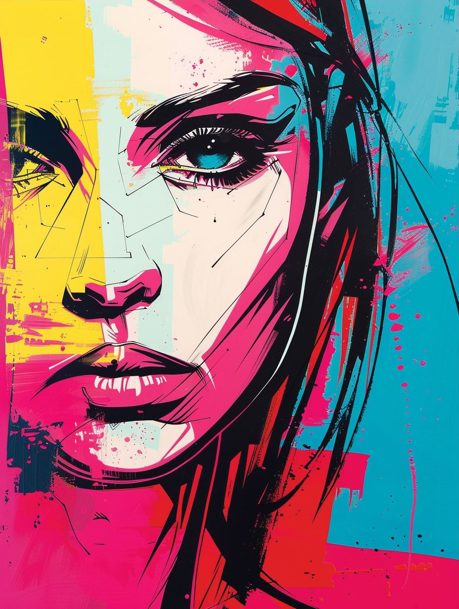 Neon Visions: Pop Art Portrait Quad - Image 3