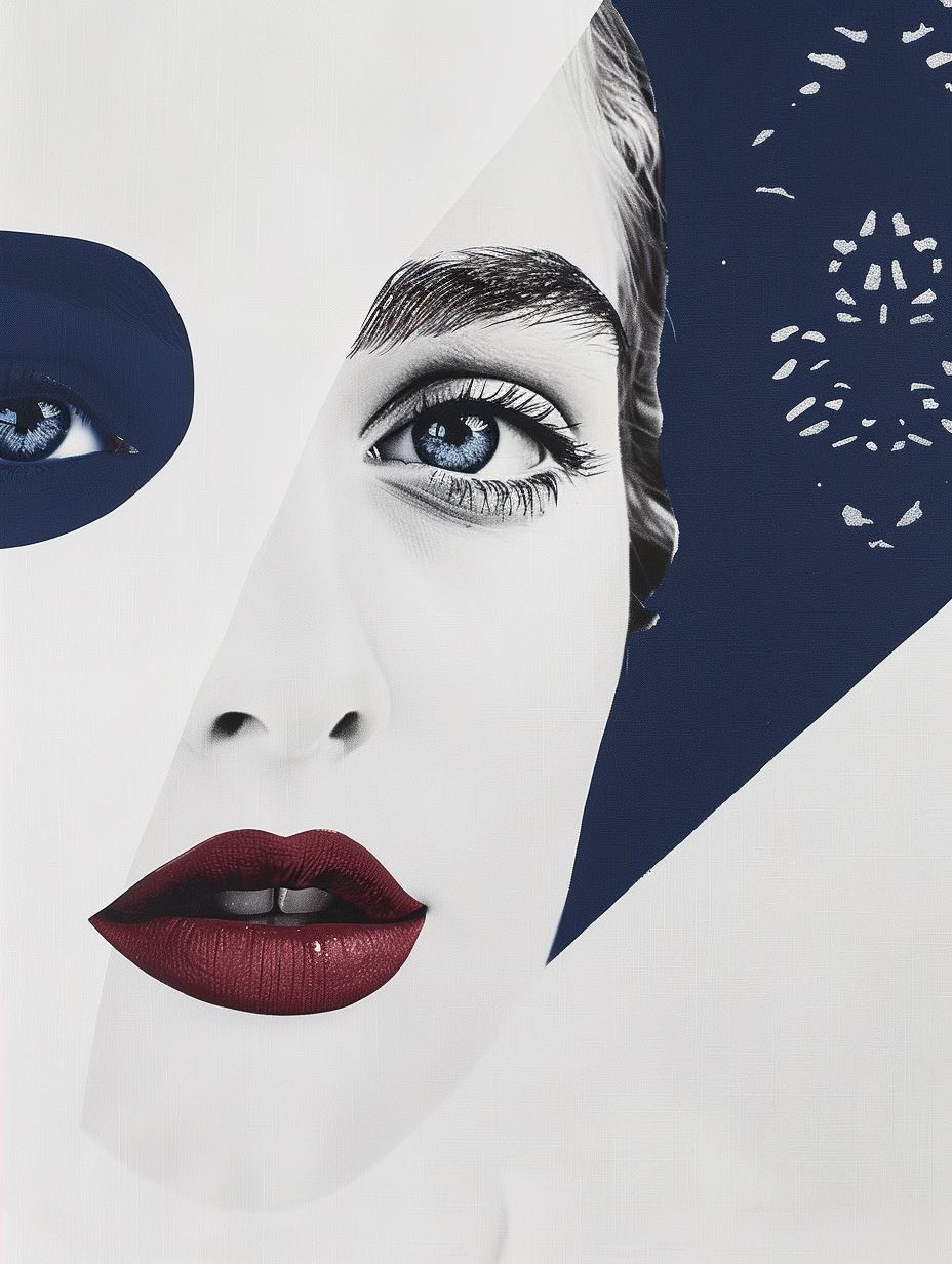 Fragmented Beauty in Monochrome and Red - Image 2