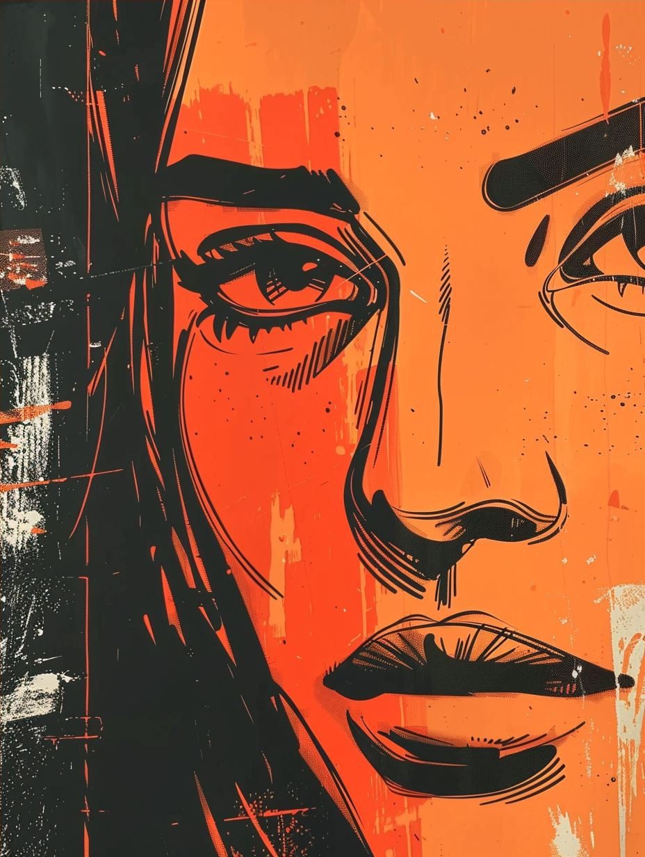 Bold Orange Graphic Portrait - Image 4