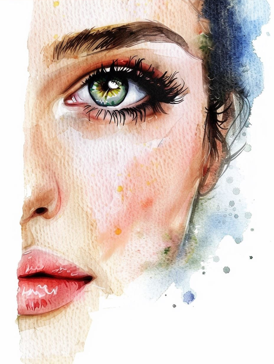 Vibrant Watercolor Gaze Portrait - Image 3