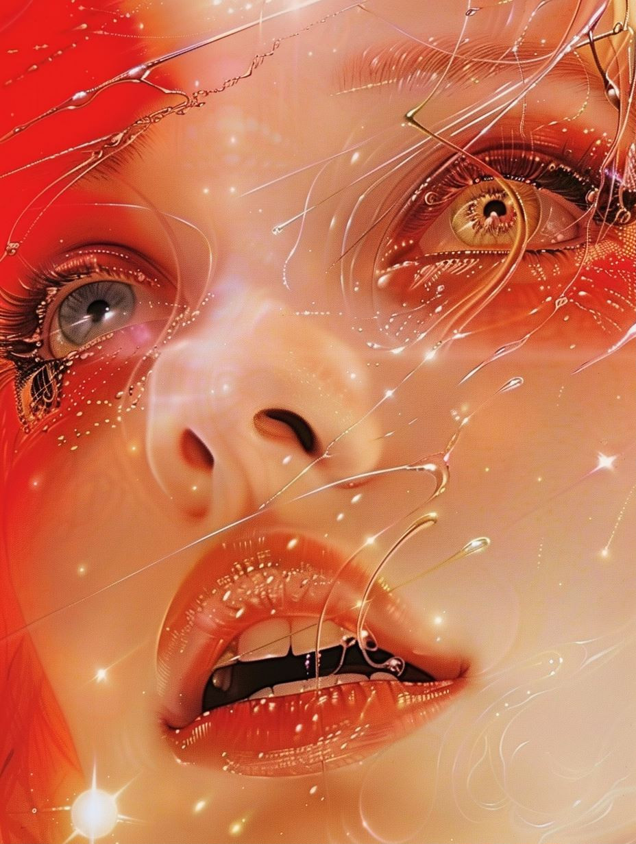 Liquid Crimson Surrealist Portraits - Image 1