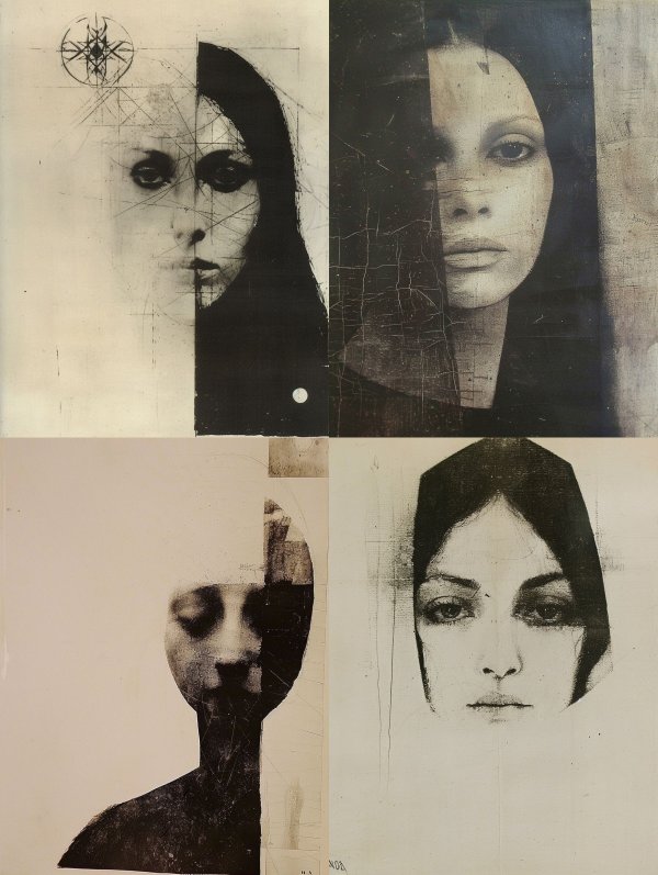 Fragmented Soul in Monochrome Ink