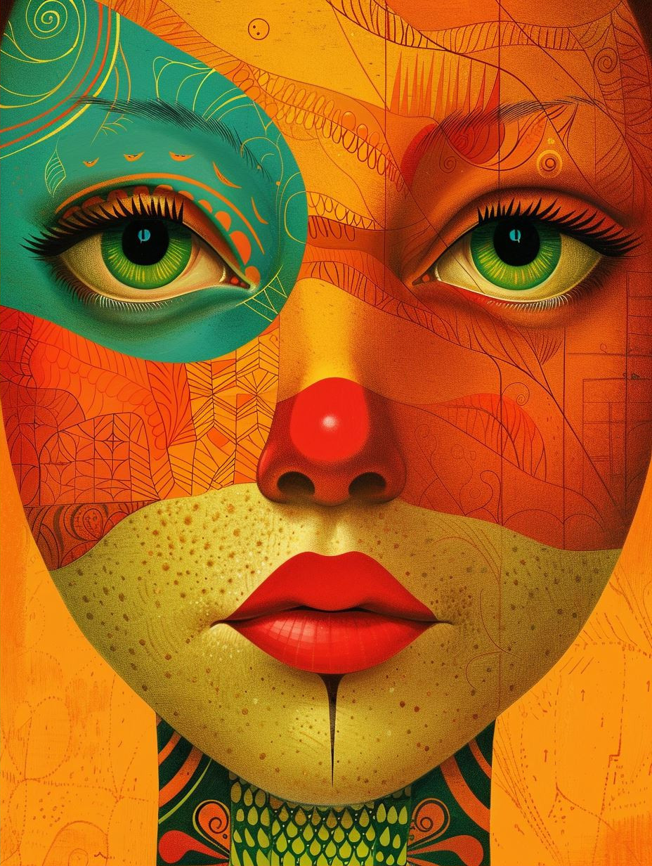 Vibrant Psychedelic Floral Portrait - Image 2