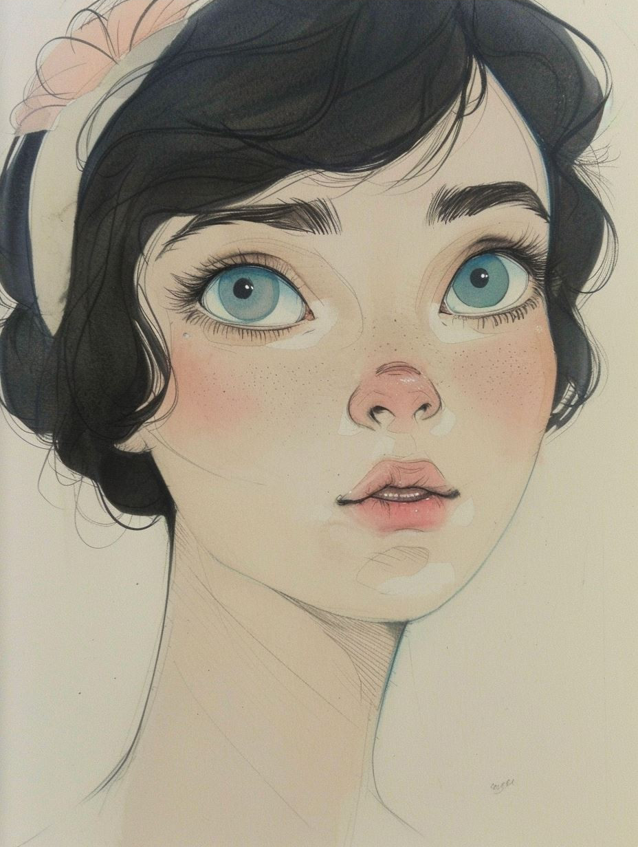 Ethereal Gaze in Ink Wash - Image 3