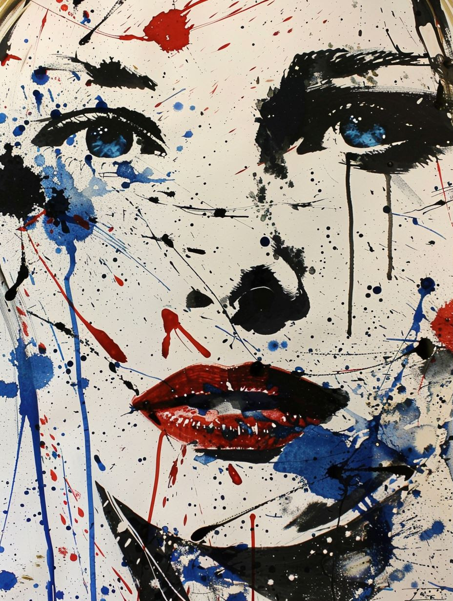 Abstract Blue Splatter Portraiture - Image 1