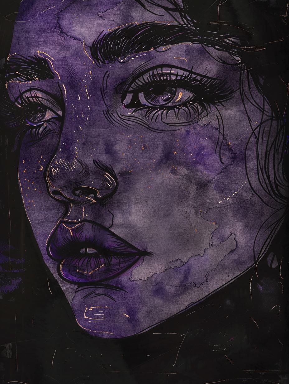 Ethereal Violet Grunge Portrait - Image 2