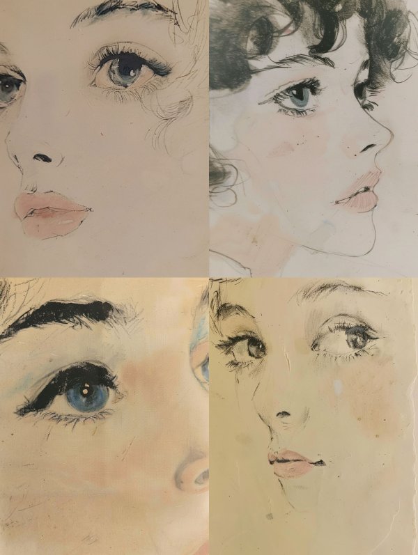 Ethereal Gaze Watercolor Portrait Study 1
