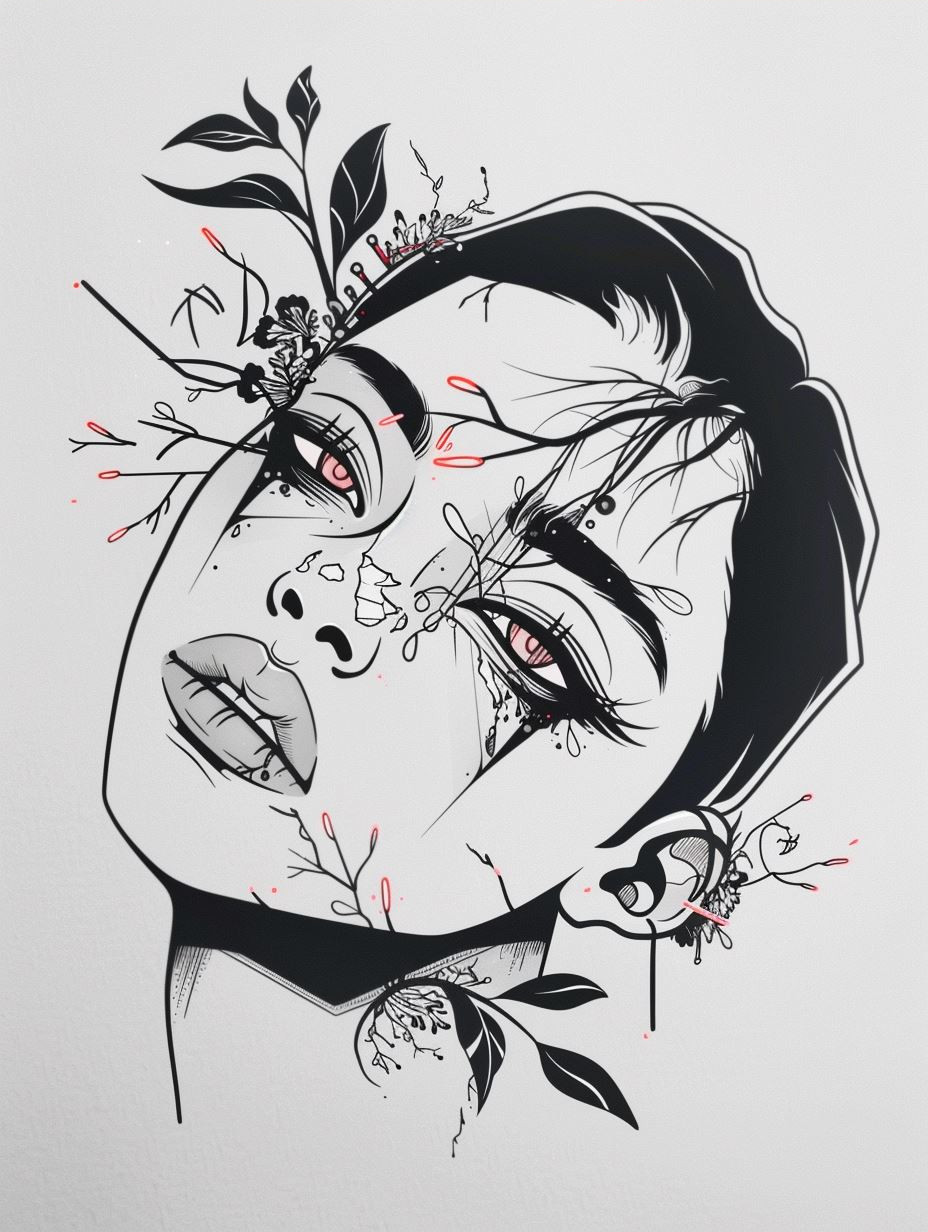 Melancholic Ink Portrait Series - Image 4