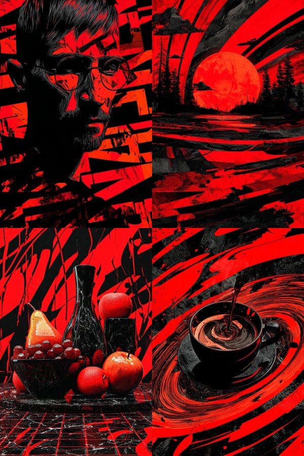 Crimson Chaos: A Surrealist Quadriptych