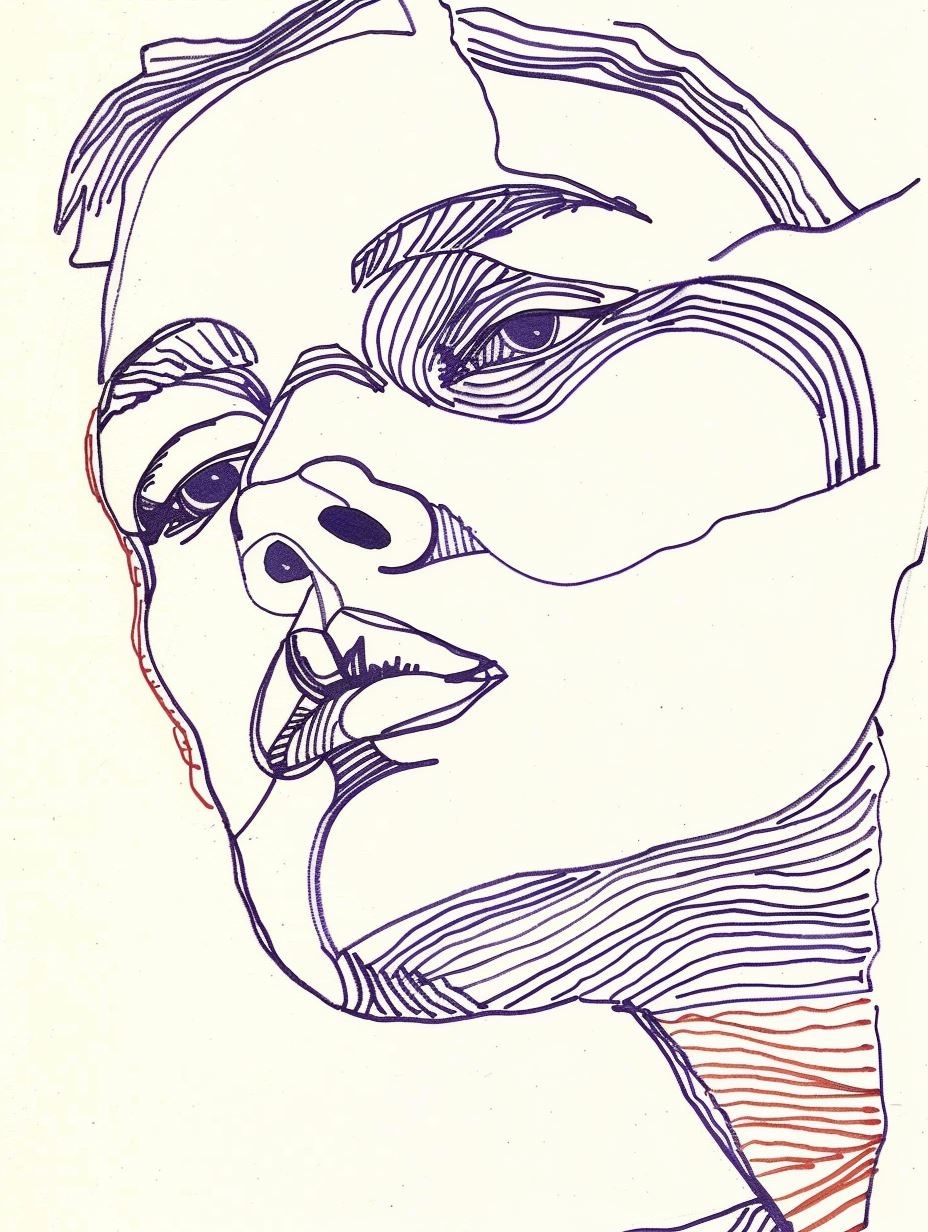 Vibrant Linear Contour Portrait - Image 3