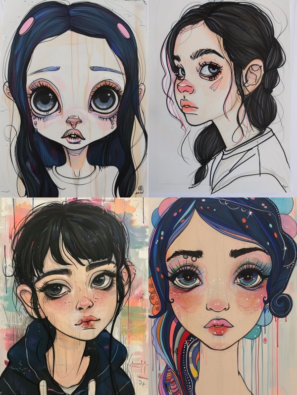 Melancholic Stylized Portrait Studies