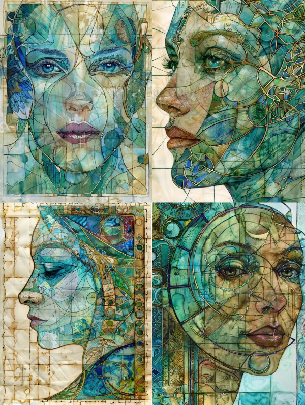 Fragmented Azure Ethereal Portraits