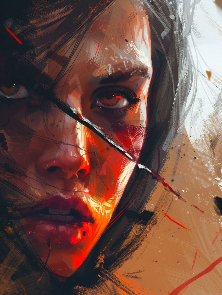 Emotional Portraits in Fiery Hues - Image 3