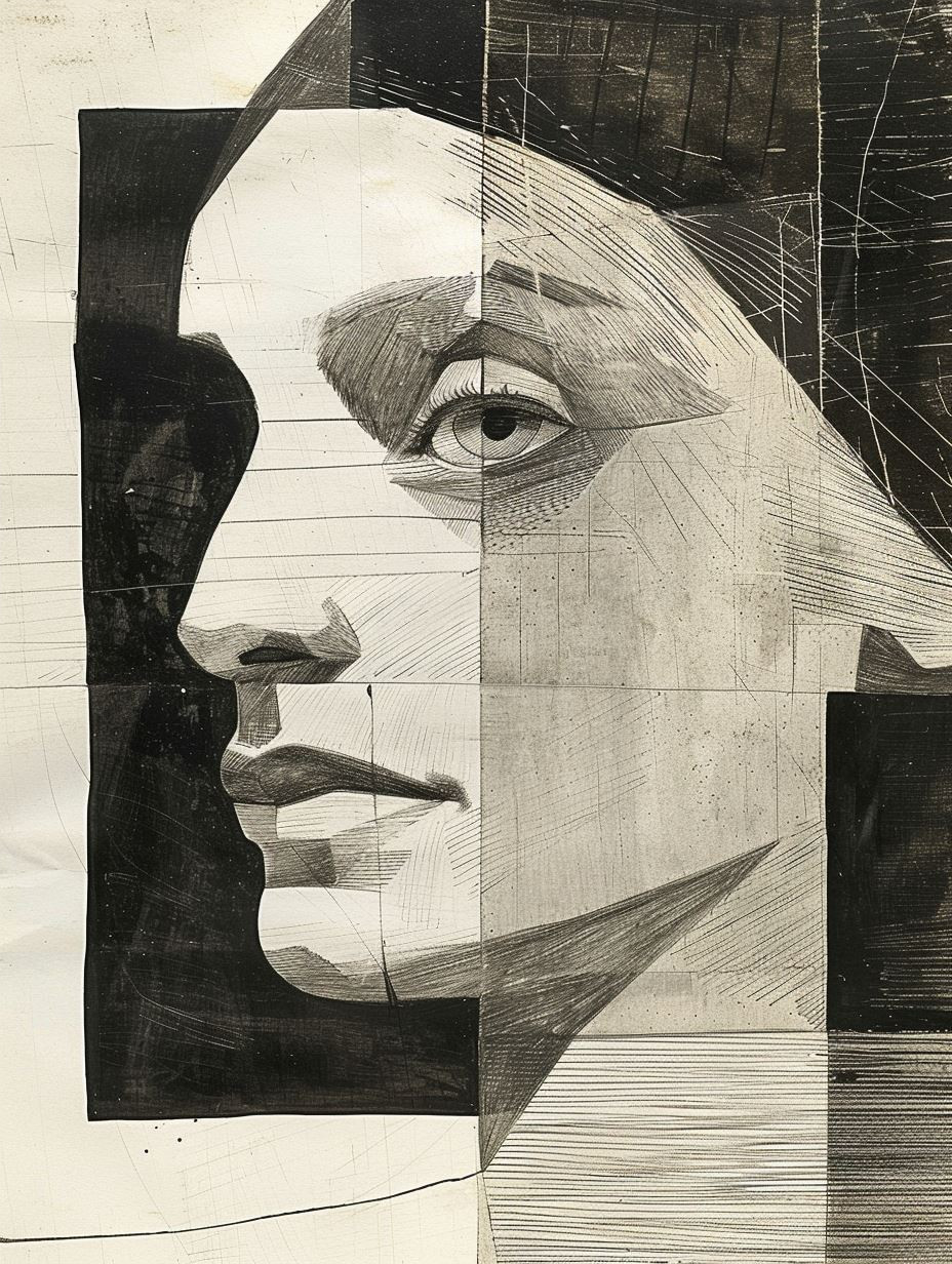 Fragmented Monochromatic Portrait Study - Image 4
