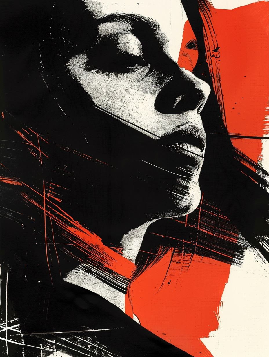 Bold Crimson Abstract Portraits - Image 1