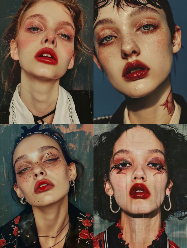 Crimson Lips and Ethereal Glow