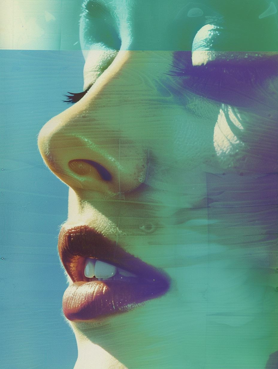 Ethereal Teal Glitch Portrait