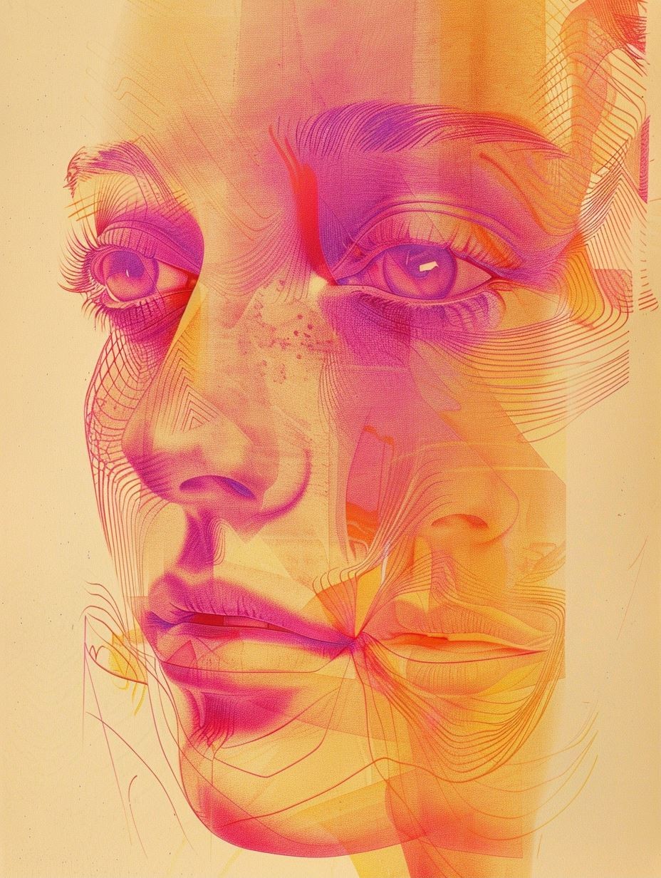 Ethereal Neon Topographic Portrait - Image 2