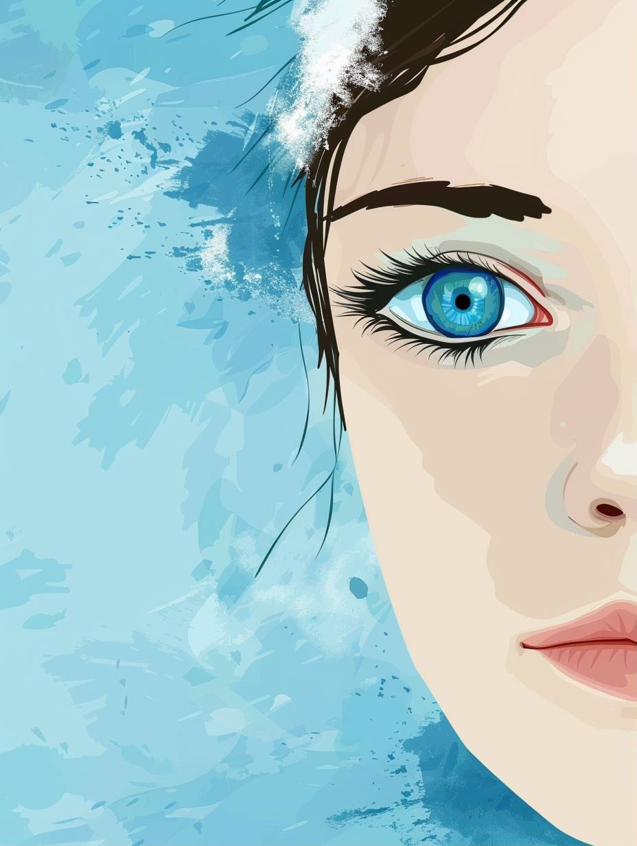 Azure Gaze in Watercolor - Image 1