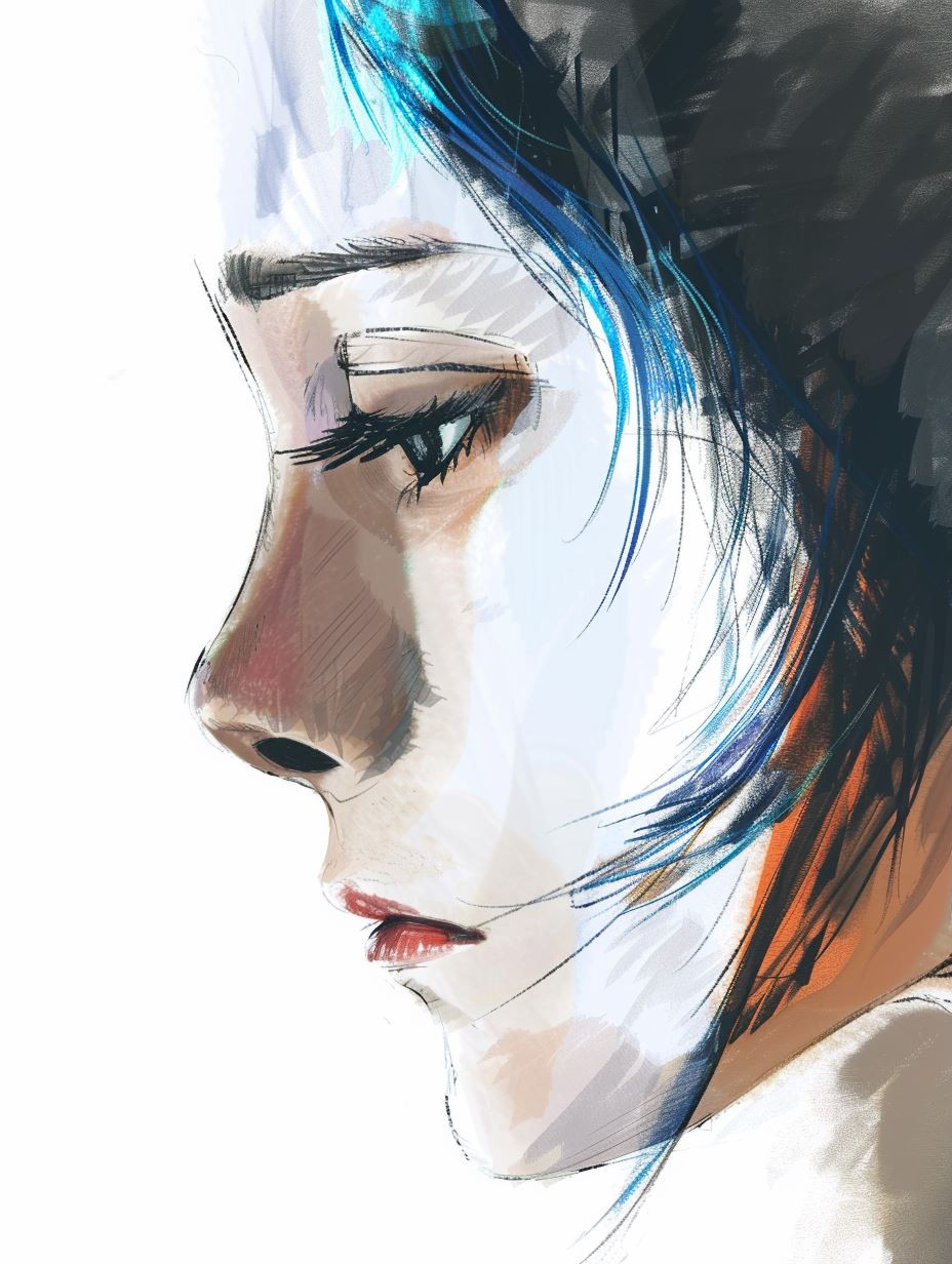 Ethereal Blue Digital Sketch - Image 1