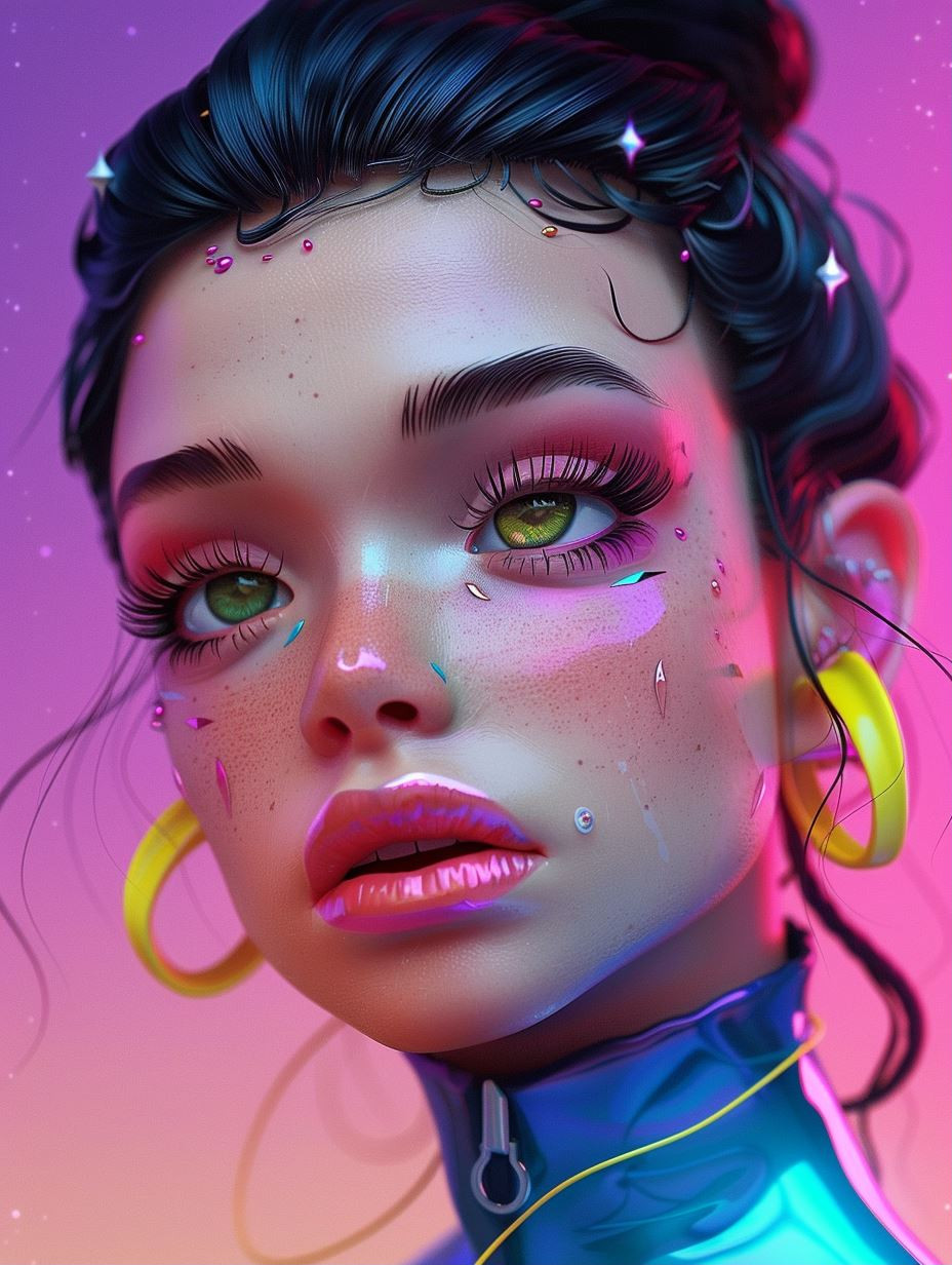 Neon Dreams: Surreal Digital Portraits - Image 1