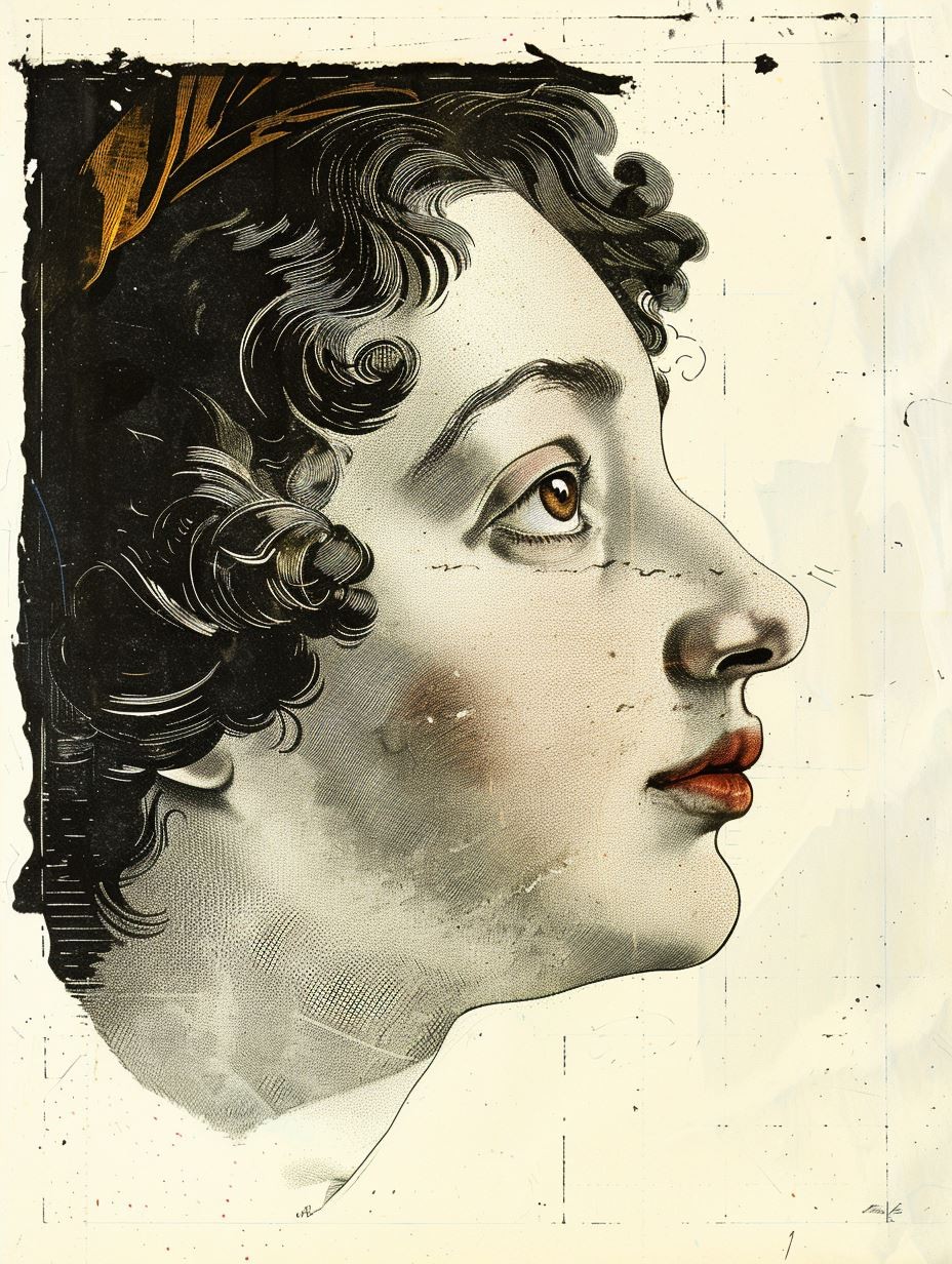 Vintage Engraved Classical Portrait - Image 4