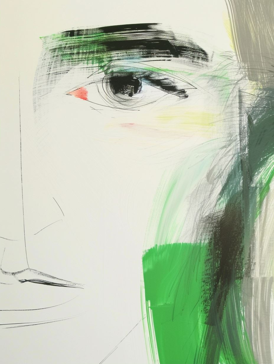 Abstract Green Expressionist Portraits - Image 2