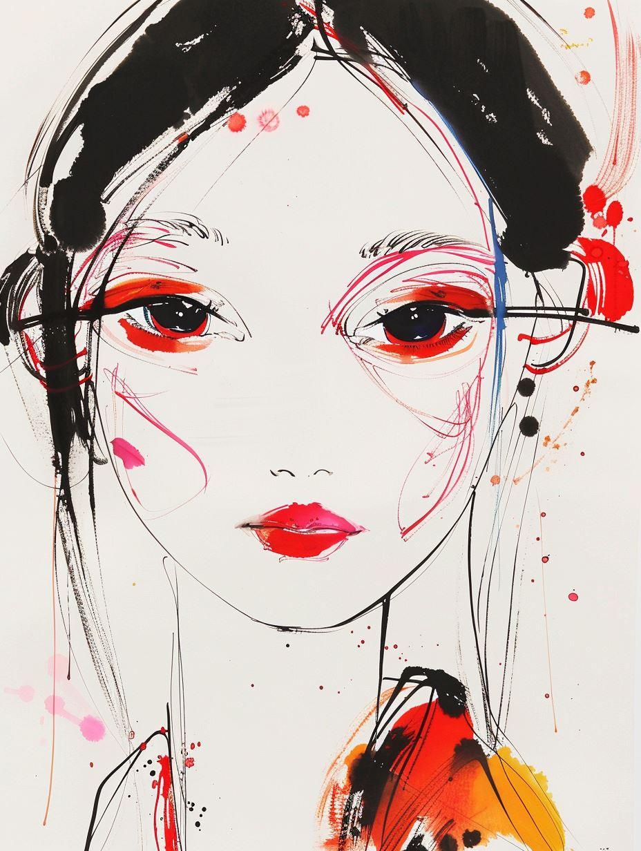 Abstract Expressionist Asian Portraits - Image 3