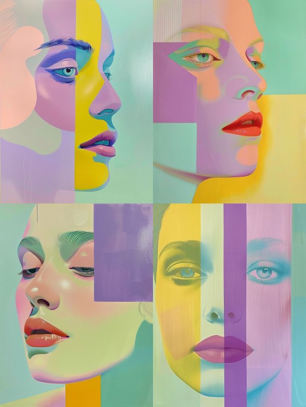 Fragmented Portraits in Pastel Hues