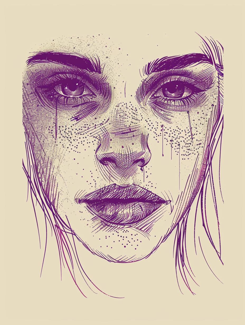 Violet Etched Portrait Study - Image 3