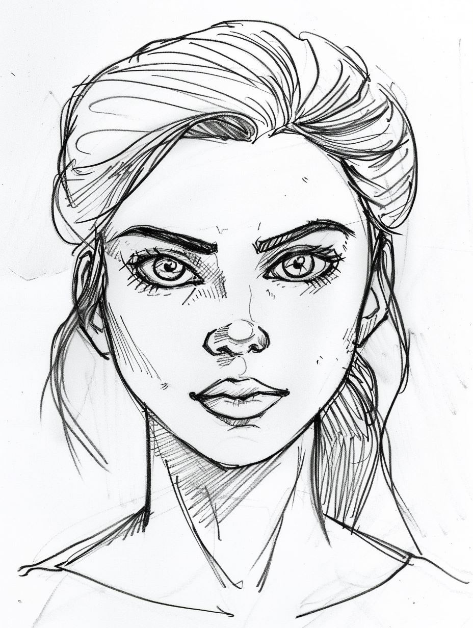 Bold Ink Portrait Sketch - Image 1
