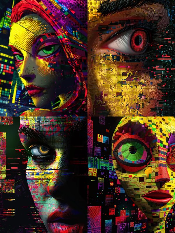 Neon Glitch Digital Portrait