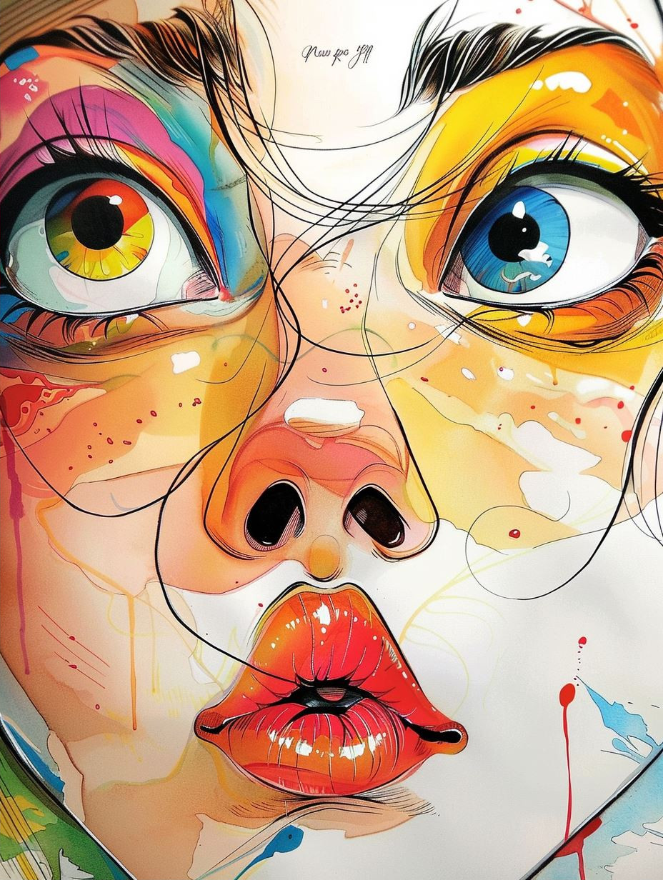 Vibrant Watercolor Portrait Expressions - Image 2