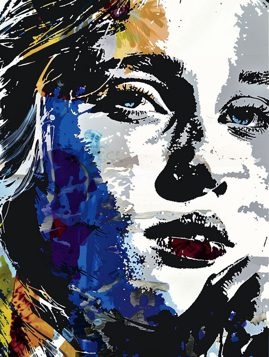 Abstract Cobalt Expressionist Portrait - Image 3