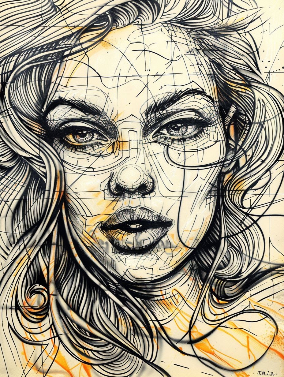 Fragmented Soul Ink Portrait
