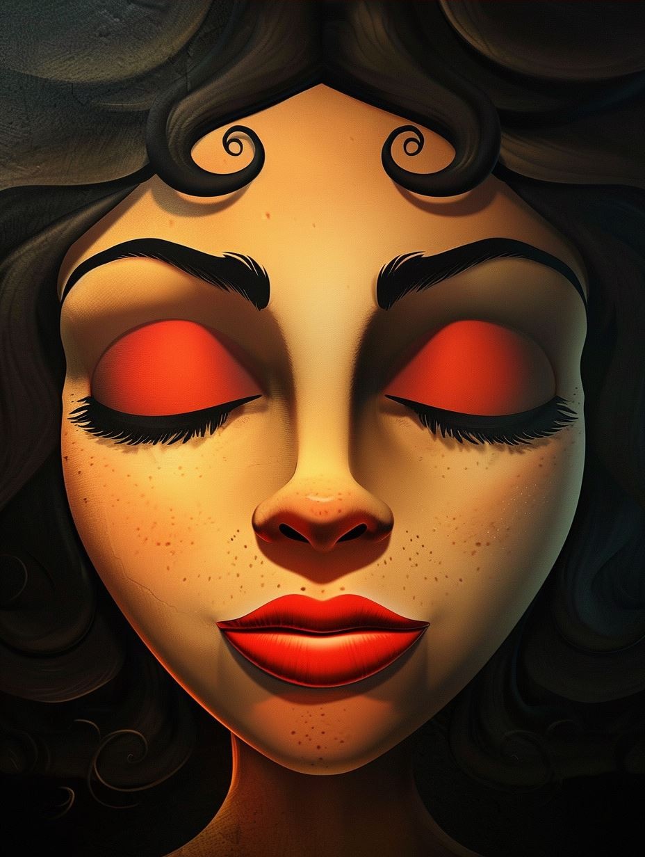 Crimson Glow Surrealist Portrait - Image 3
