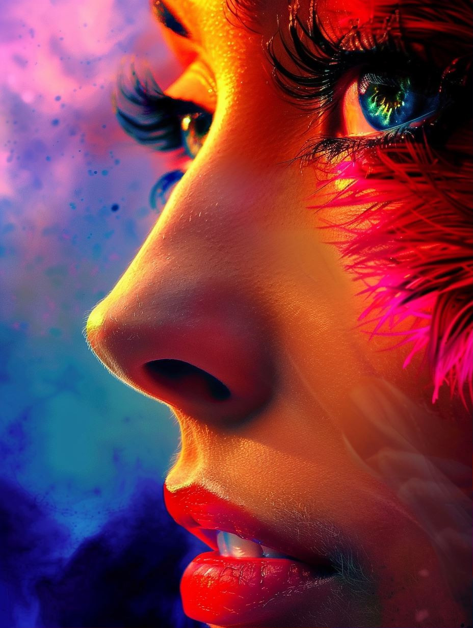 Neon Visions: A Surreal Beauty Collage - Image 1