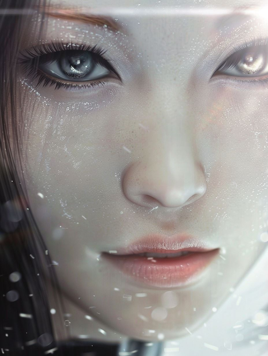 Ethereal Gaze Through Raindrops - Image 1