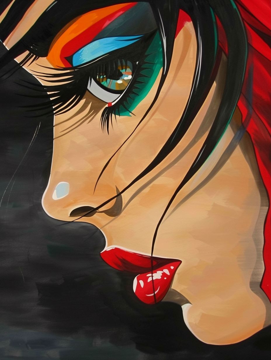 Vibrant Neon Pop Art Portrait - Image 1