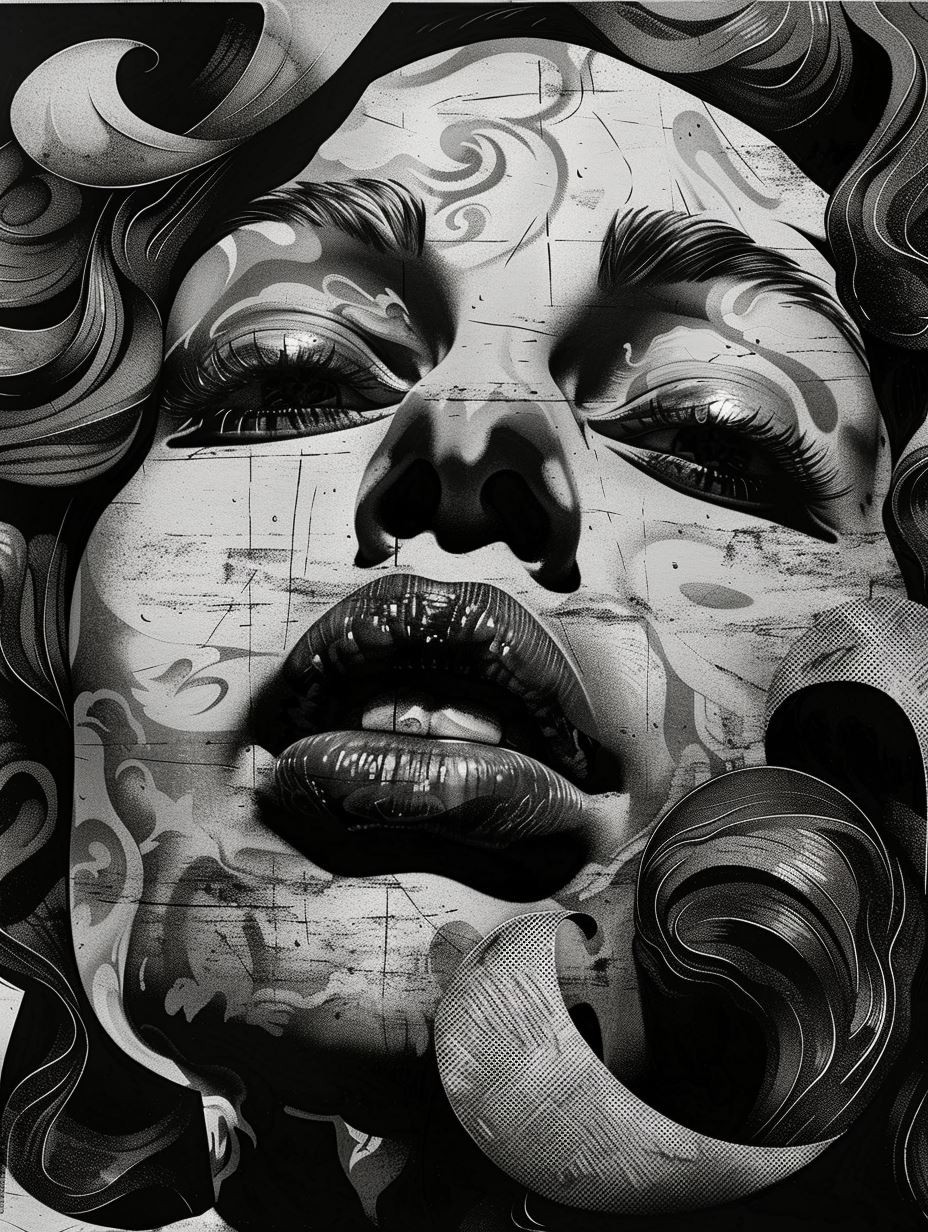 Surreal Monochrome Graphic Portrait