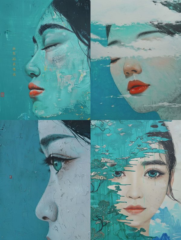 Fragmented Teal Ethereal Portraits