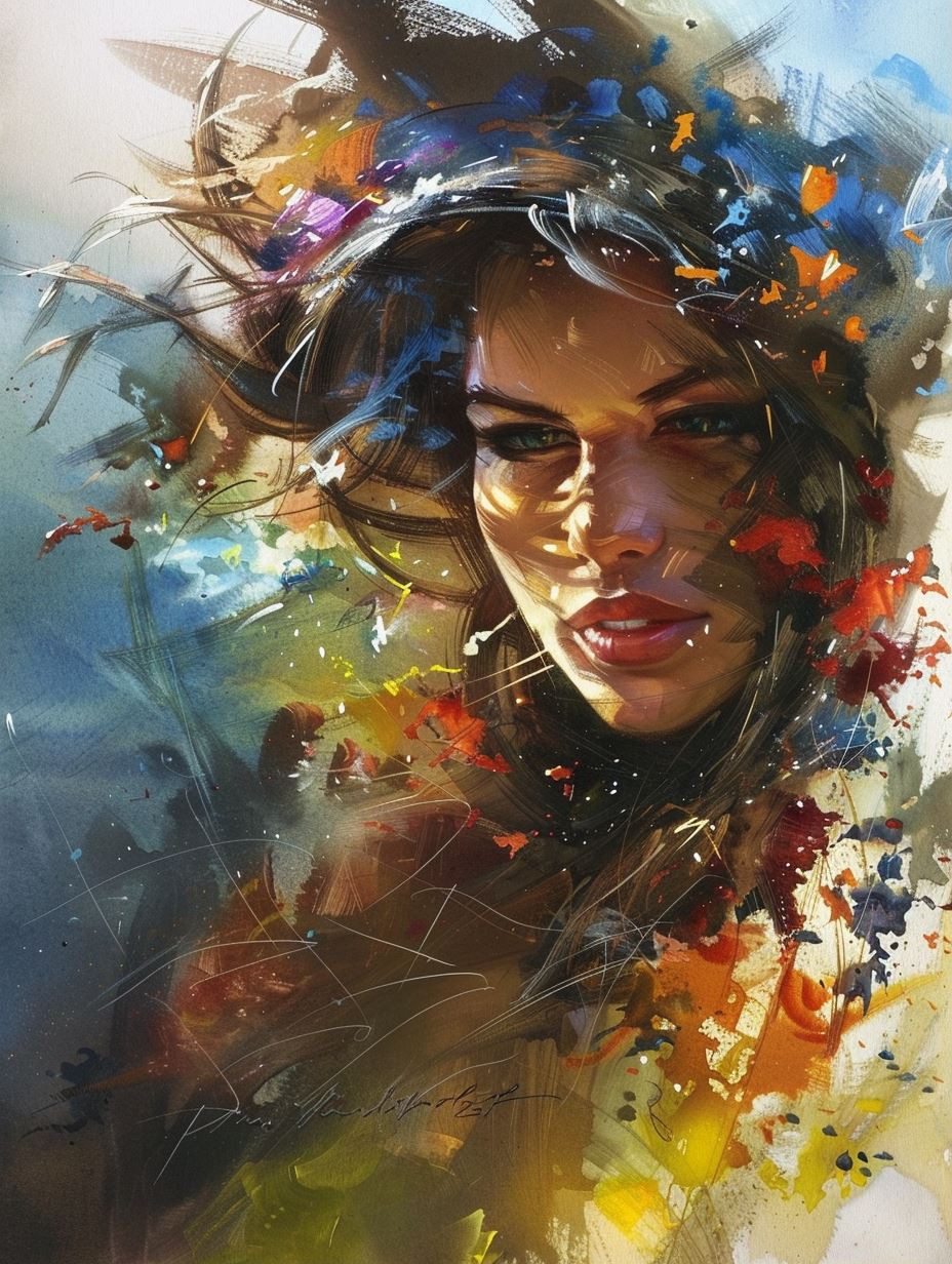 Chromatic Souls: Abstract Female Portraits - Image 1