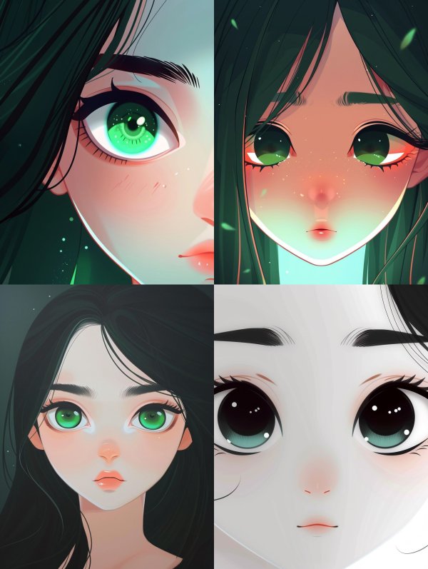 Emerald Gaze: Anime Girl Portraits