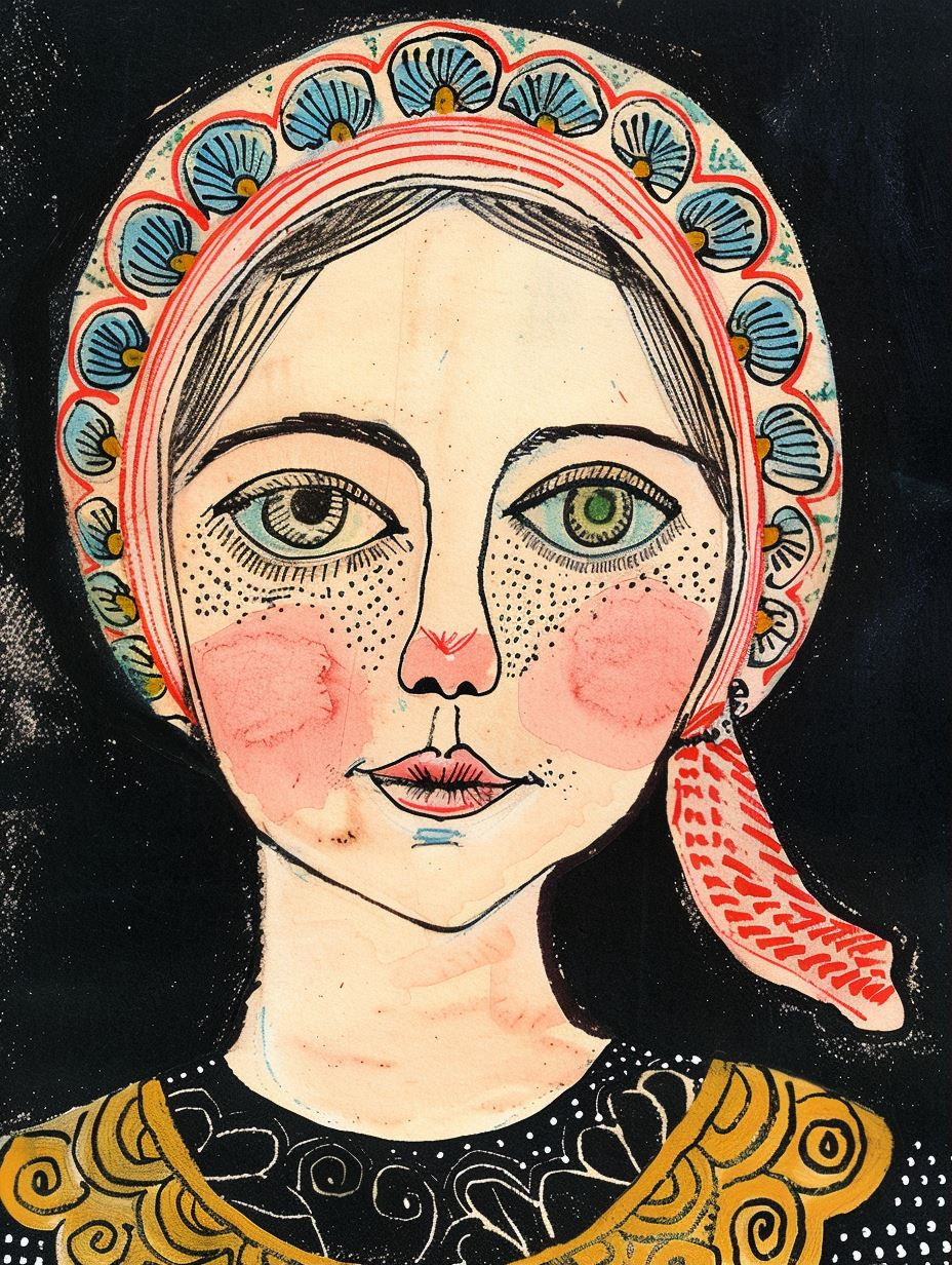 Ethereal Folk Art Portraits - Image 1