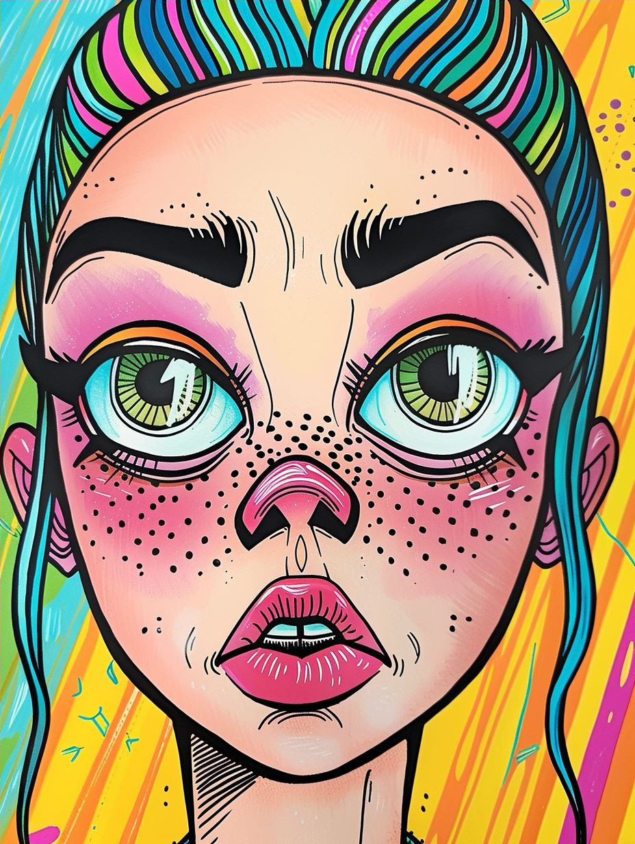 Vibrant Whimsical Pop Art Portrait - Image 4